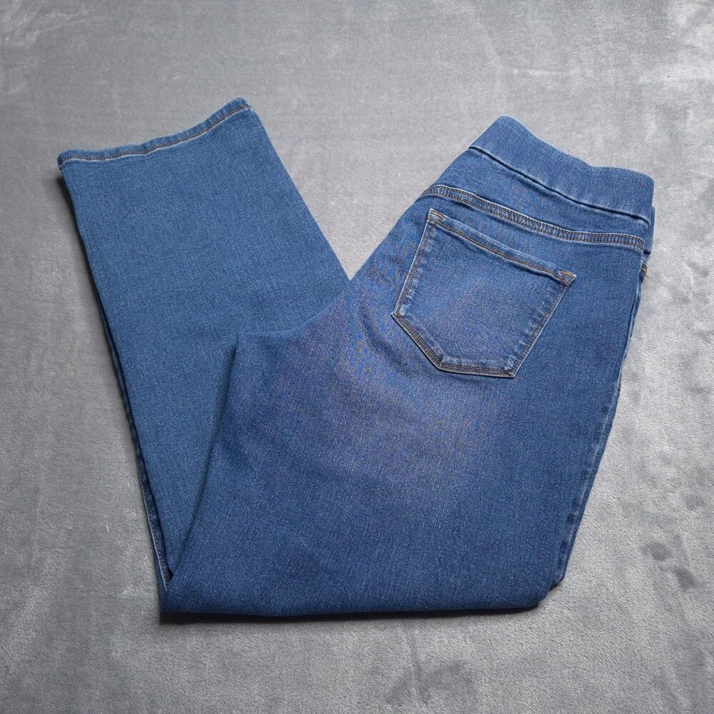 Nine West Womens Heidi Pull-On Straight Jeans 12 Medium Wash High Rise Stretch